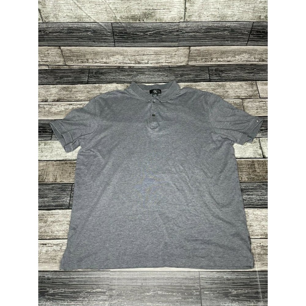 Calvin Klein Polo Shirt Mens L Gray Short Sleeve